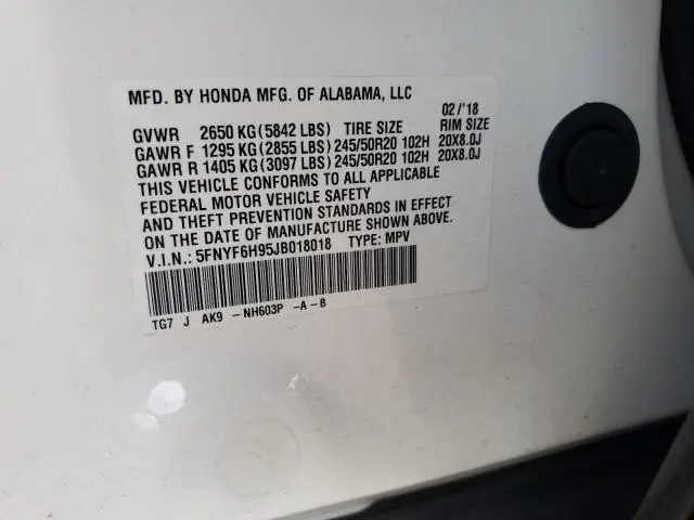 2018 HONDA PILOT TOURING  