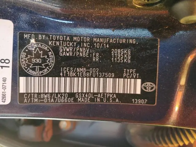 2015 TOYOTA AVALON XLE  