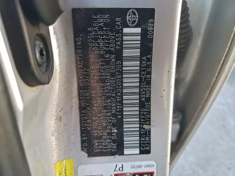 2012 TOYOTA CAMRY BASE  