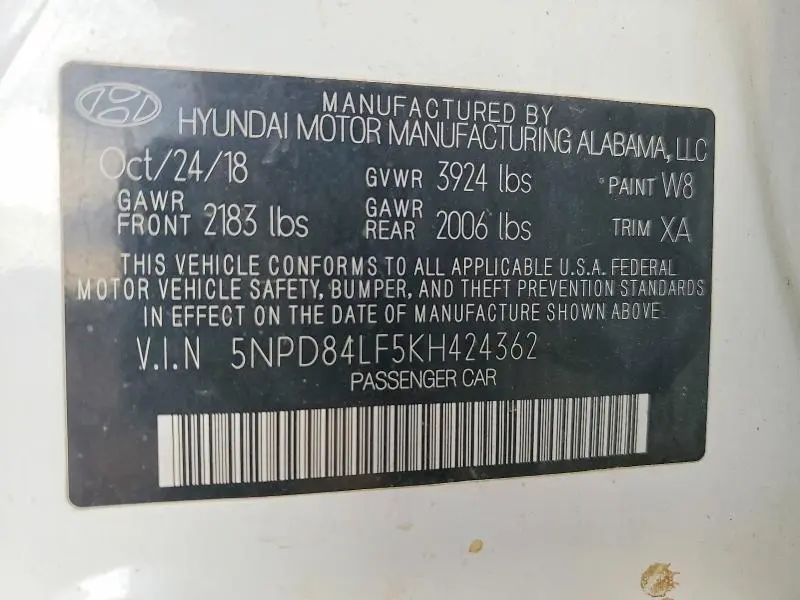 2019 HYUNDAI ELANTRA SEL  