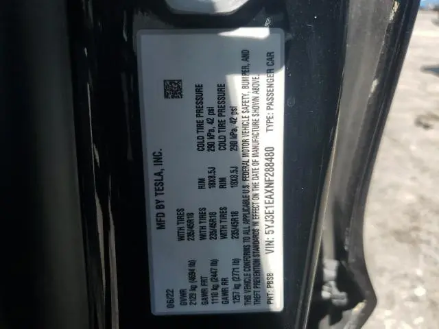 2022 TESLA MODEL 3   