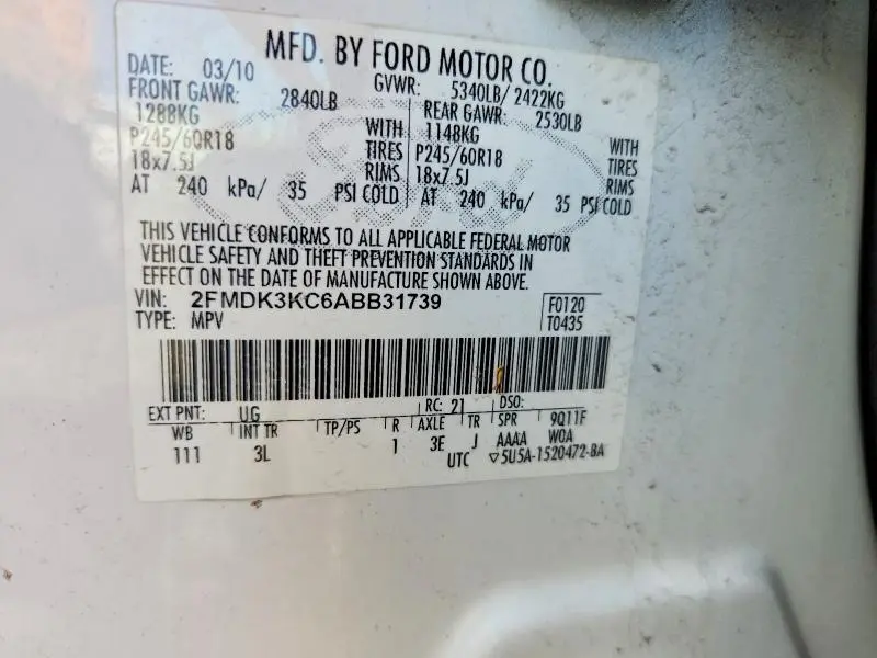 2010 FORD EDGE LIMITED  