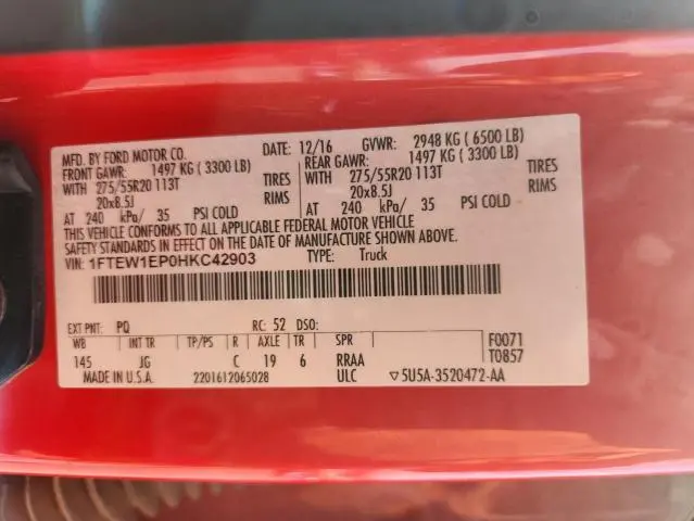 2017 FORD F150 SUPERCREW  