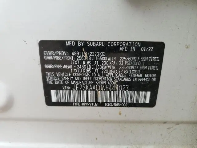 2022 SUBARU FORESTER   