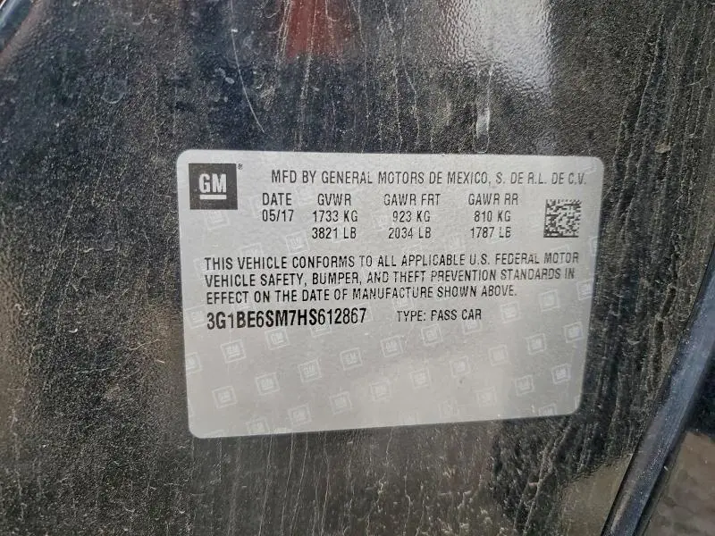 2017 CHEVROLET CRUZE LT  