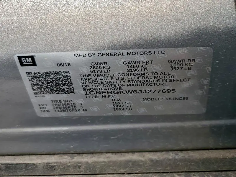 2018 CHEVROLET TRAVERSE LT  