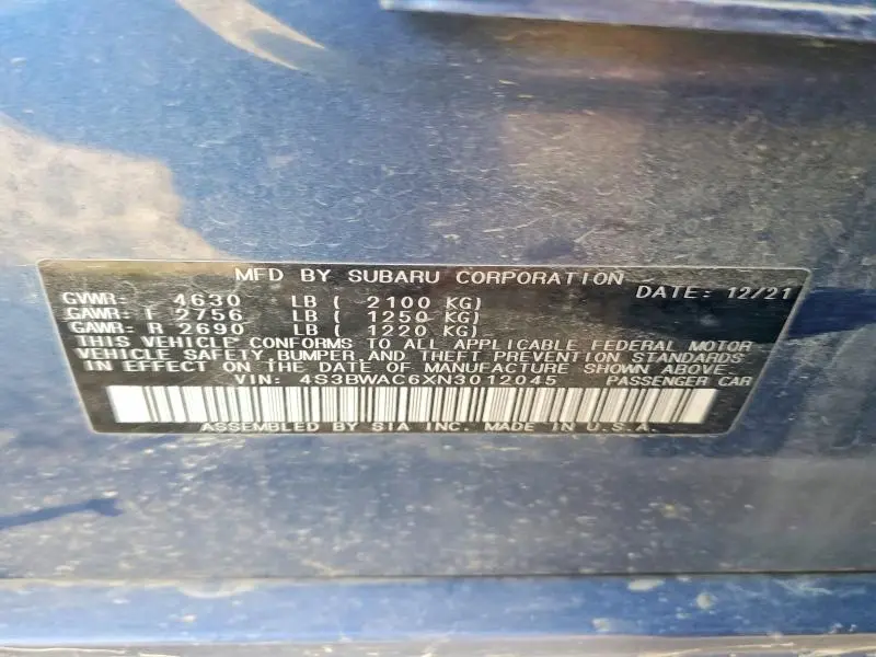 2022 SUBARU LEGACY LIMITED  