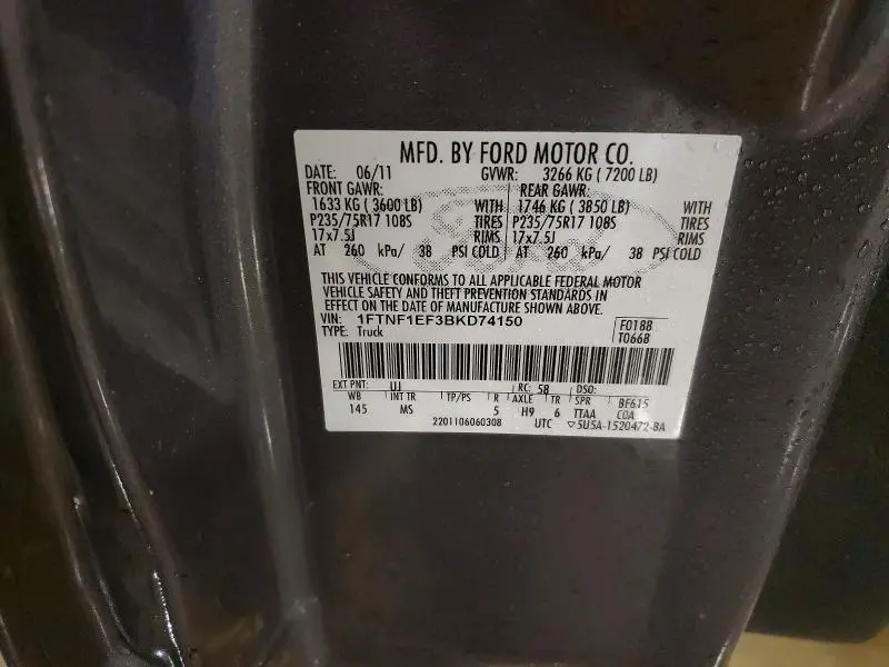 2011 FORD F150   