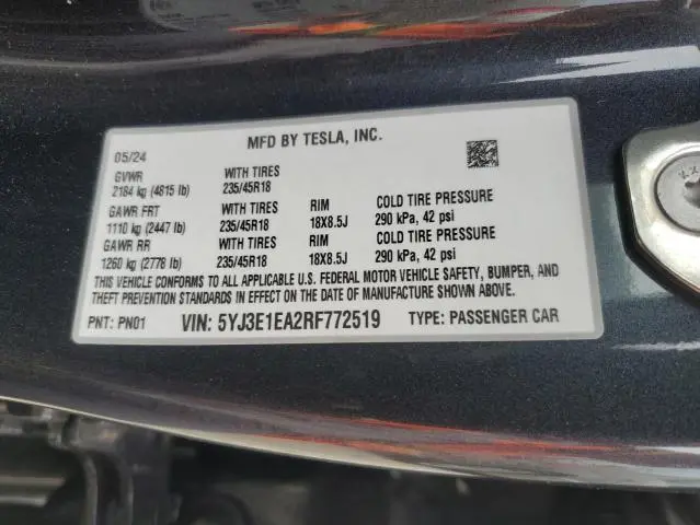 2024 TESLA MODEL 3 