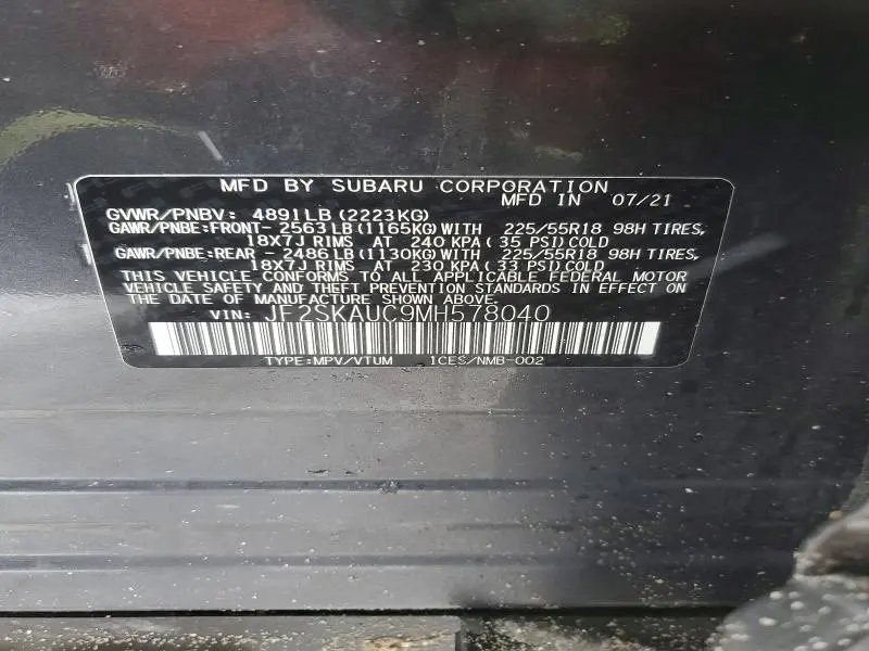 2021 SUBARU FORESTER LIMITED  