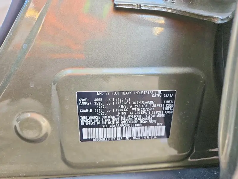 2017 SUBARU OUTBACK 2.5I PREMIUM  