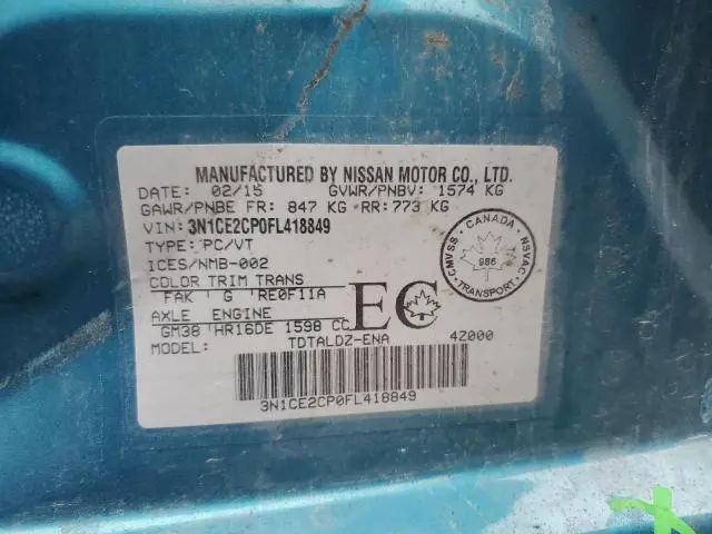 2015 NISSAN VERSA NOTE S  