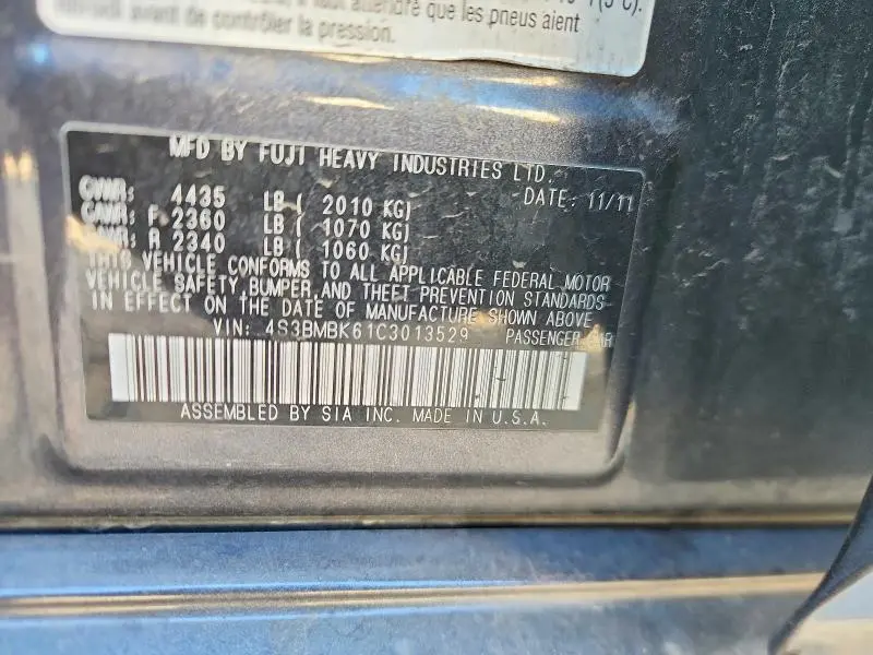 2012 SUBARU LEGACY 2.5I LIMITED  