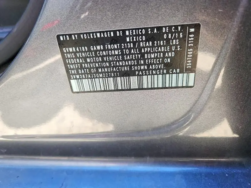 2016 VOLKSWAGEN JETTA S  
