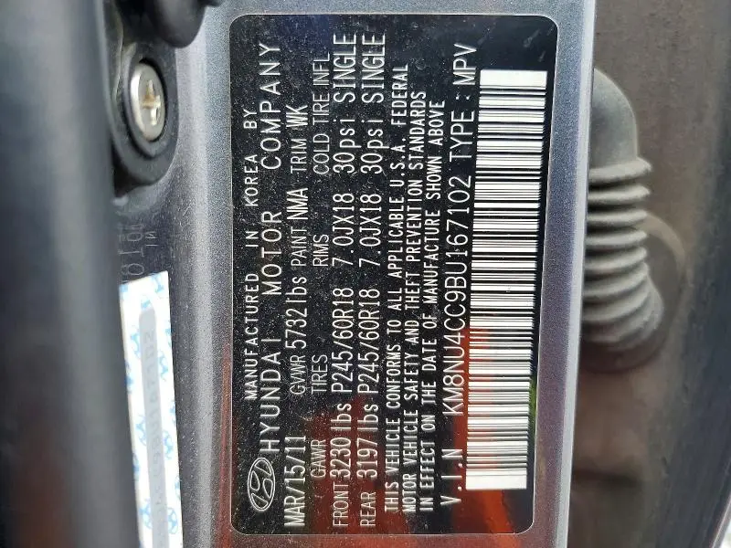 2011 HYUNDAI VERACRUZ LIMITED  