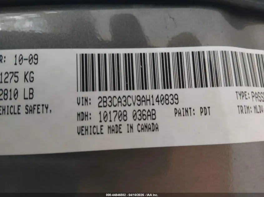 2010 DODGE CHARGER SXT