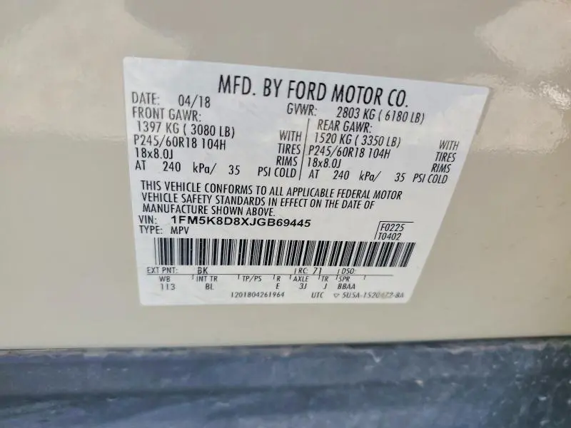 2018 FORD EXPLORER XLT  