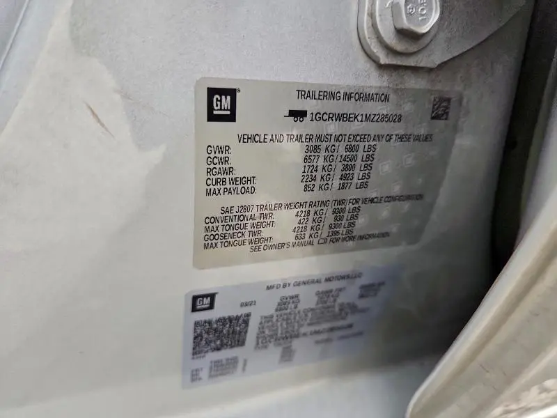 2021 CHEVROLET SILVERADO C1500 CUSTOM  