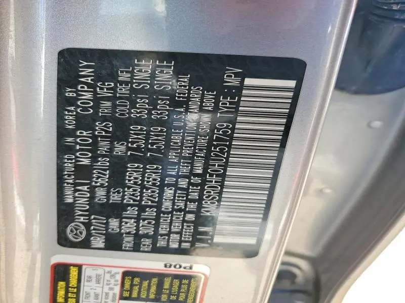 2017 HYUNDAI SANTA FE SE ULTIMATE  