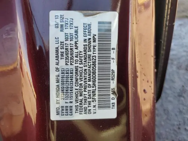 2013 HONDA ODYSSEY EXL  