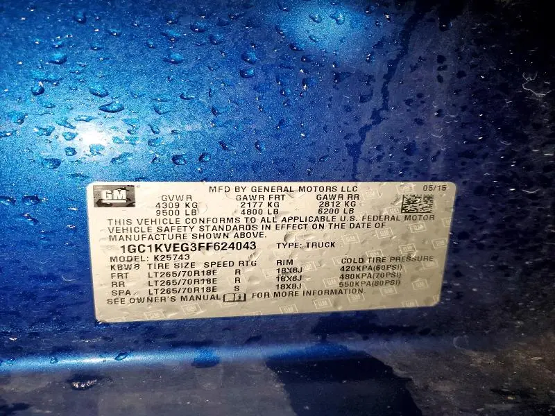 2015 CHEVROLET SILVERADO K2500 HEAVY DUTY LT  