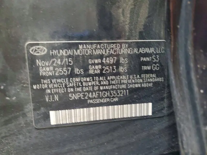 2016 HYUNDAI SONATA SE  