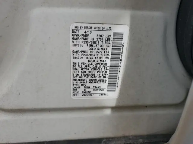 2010 NISSAN MURANO S