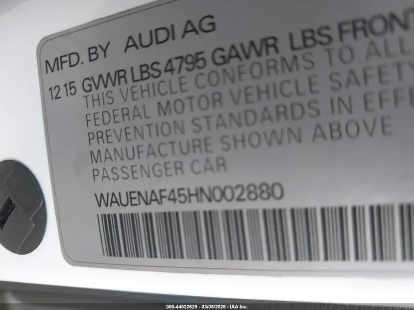 2017 AUDI A4 2.0T PREMIUM