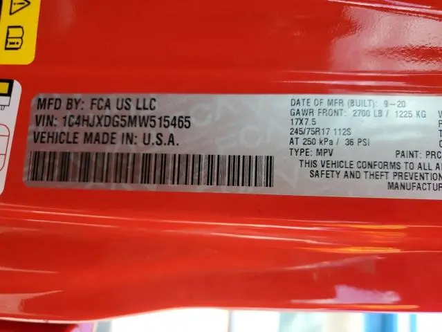 2021 JEEP WRANGLER UNLIMITED SPORT  