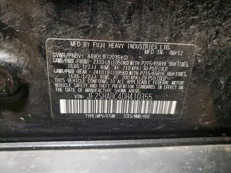 2013 SUBARU FORESTER 2.5X  