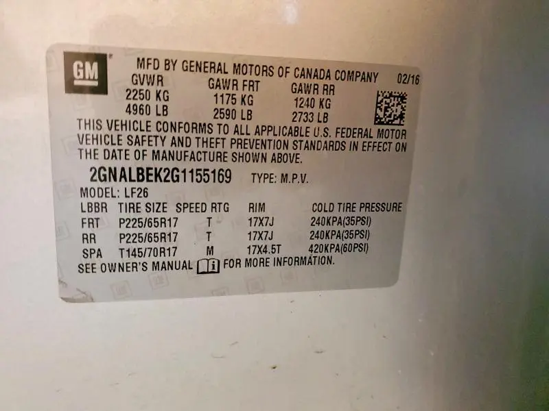 2016 CHEVROLET EQUINOX LS  