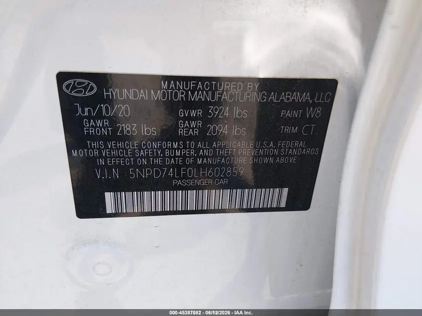 2020 HYUNDAI ELANTRA SE