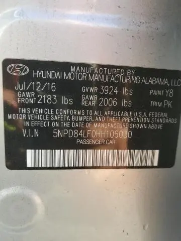 2017 HYUNDAI ELANTRA SE  