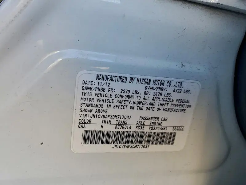 2013 INFINITI G37 BASE  