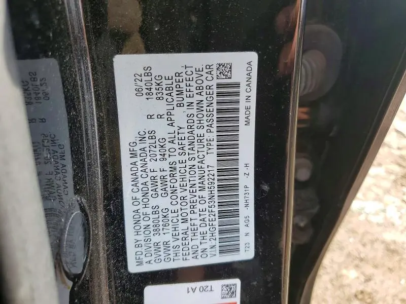 2022 HONDA CIVIC SPORT  
