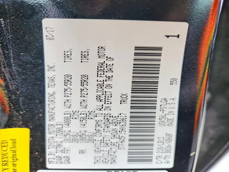 2017 TOYOTA TUNDRA CREWMAX LIMITED  