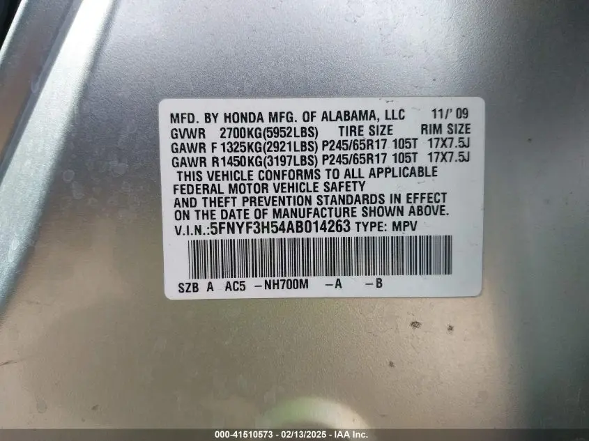 2010 HONDA PILOT EX-L