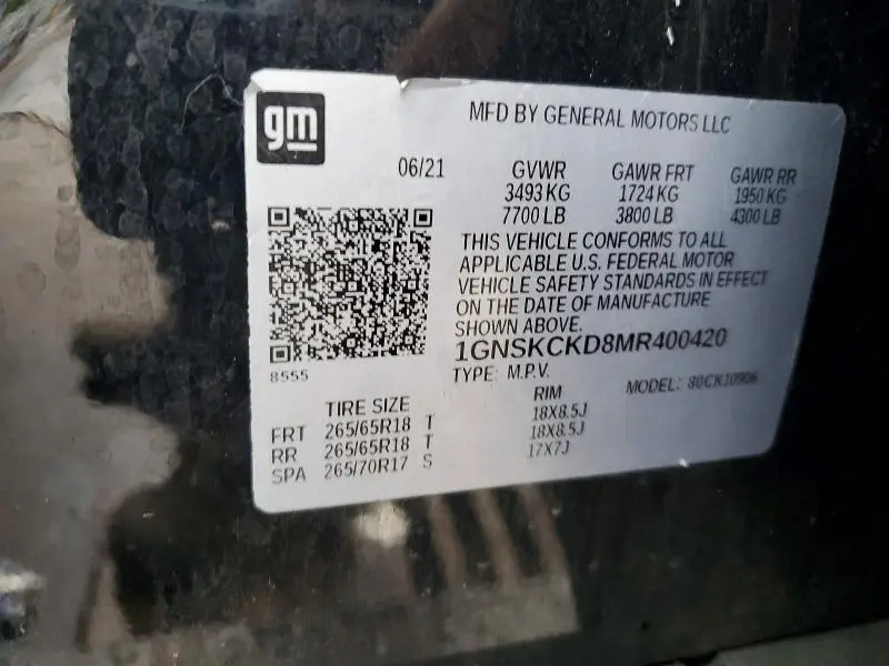 2021 CHEVROLET SUBURBAN K1500 LT  