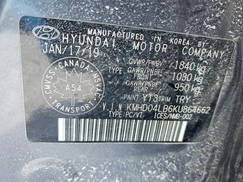 2019 HYUNDAI ELANTRA SPORT  