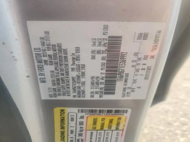 2014 FORD FUSION S  