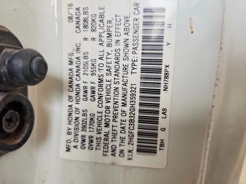 2016 HONDA CIVIC EX  