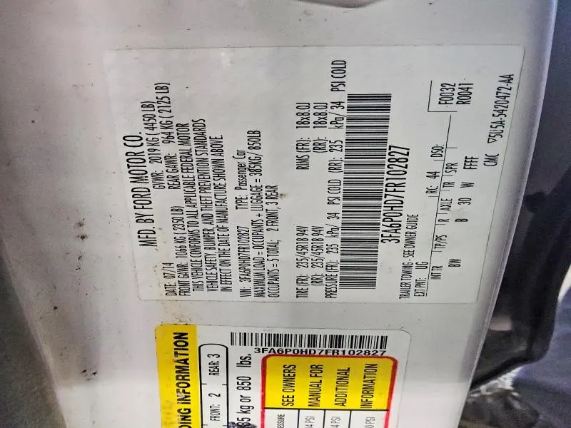2015 FORD FUSION SE  