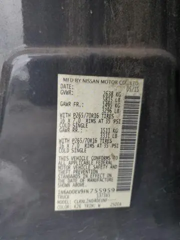 2015 NISSAN FRONTIER S  