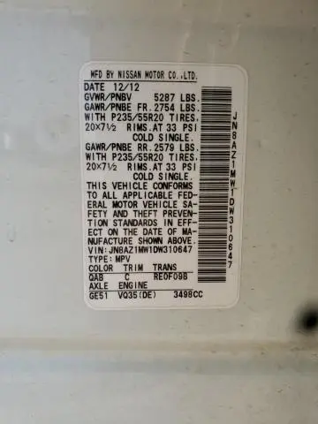 2013 NISSAN MURANO S  