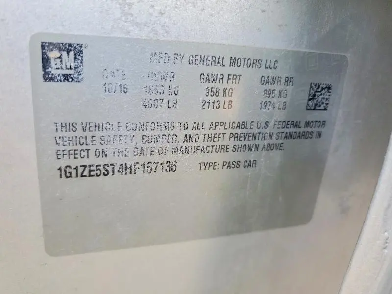 2017 CHEVROLET MALIBU LT  