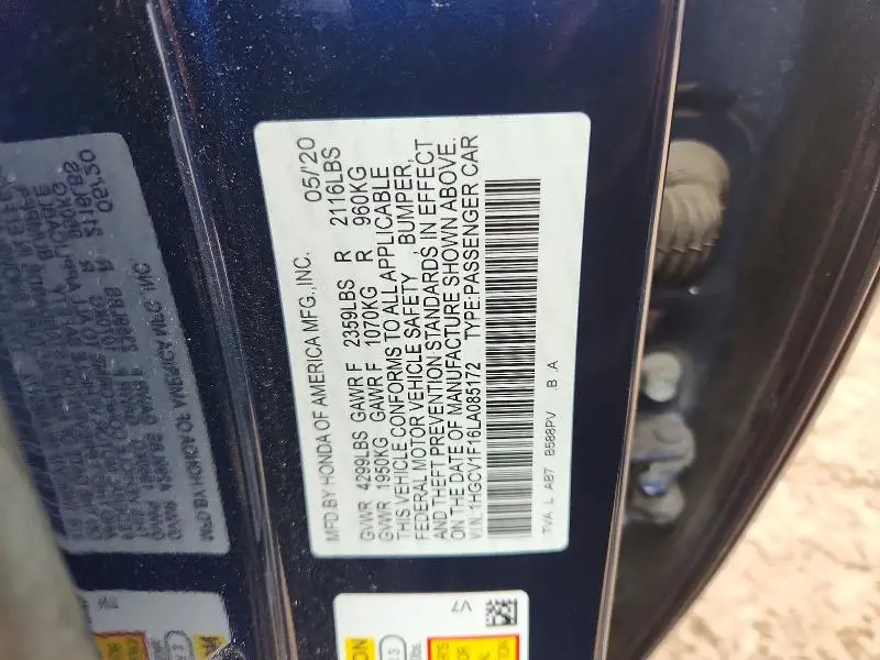 2020 HONDA ACCORD LX  