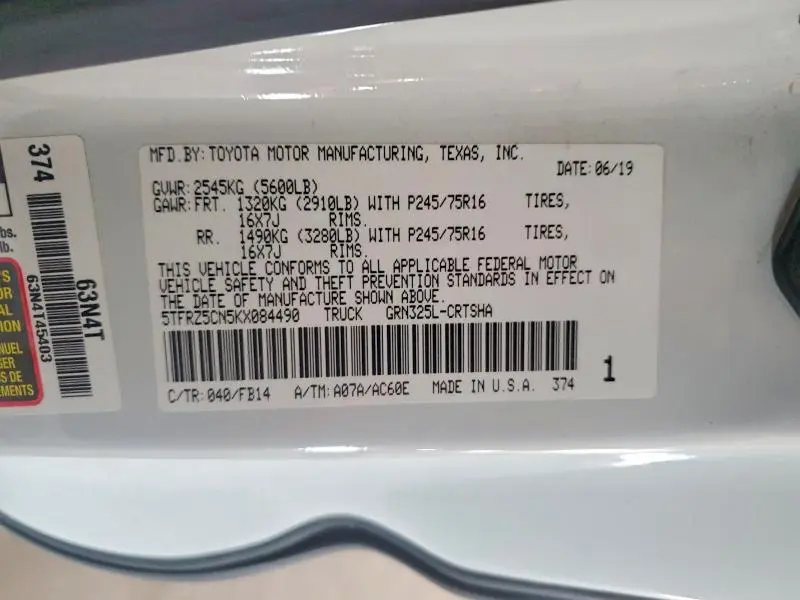 2019 TOYOTA TACOMA ACCESS CAB  