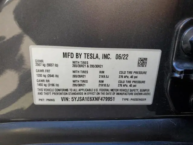 2022 TESLA MODEL S   