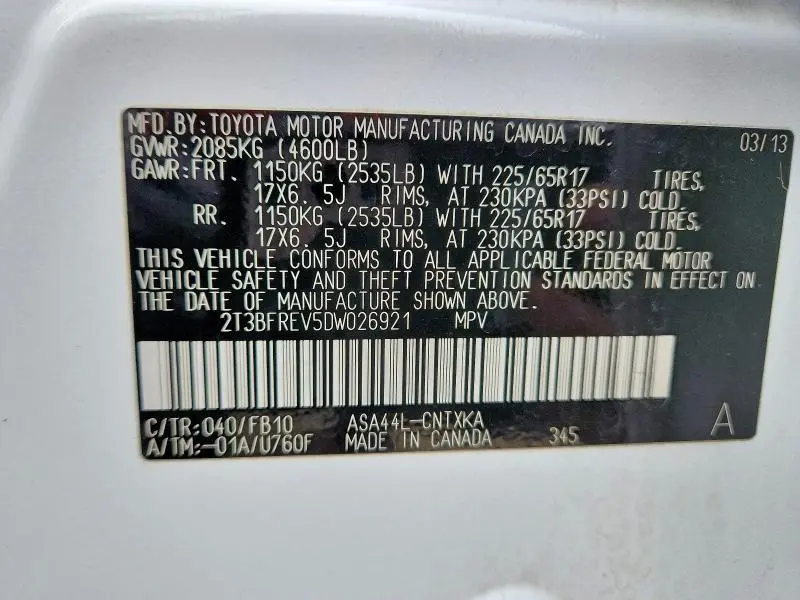 2013 TOYOTA RAV4 LE  
