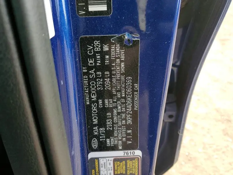 2019 KIA FORTE FE  
